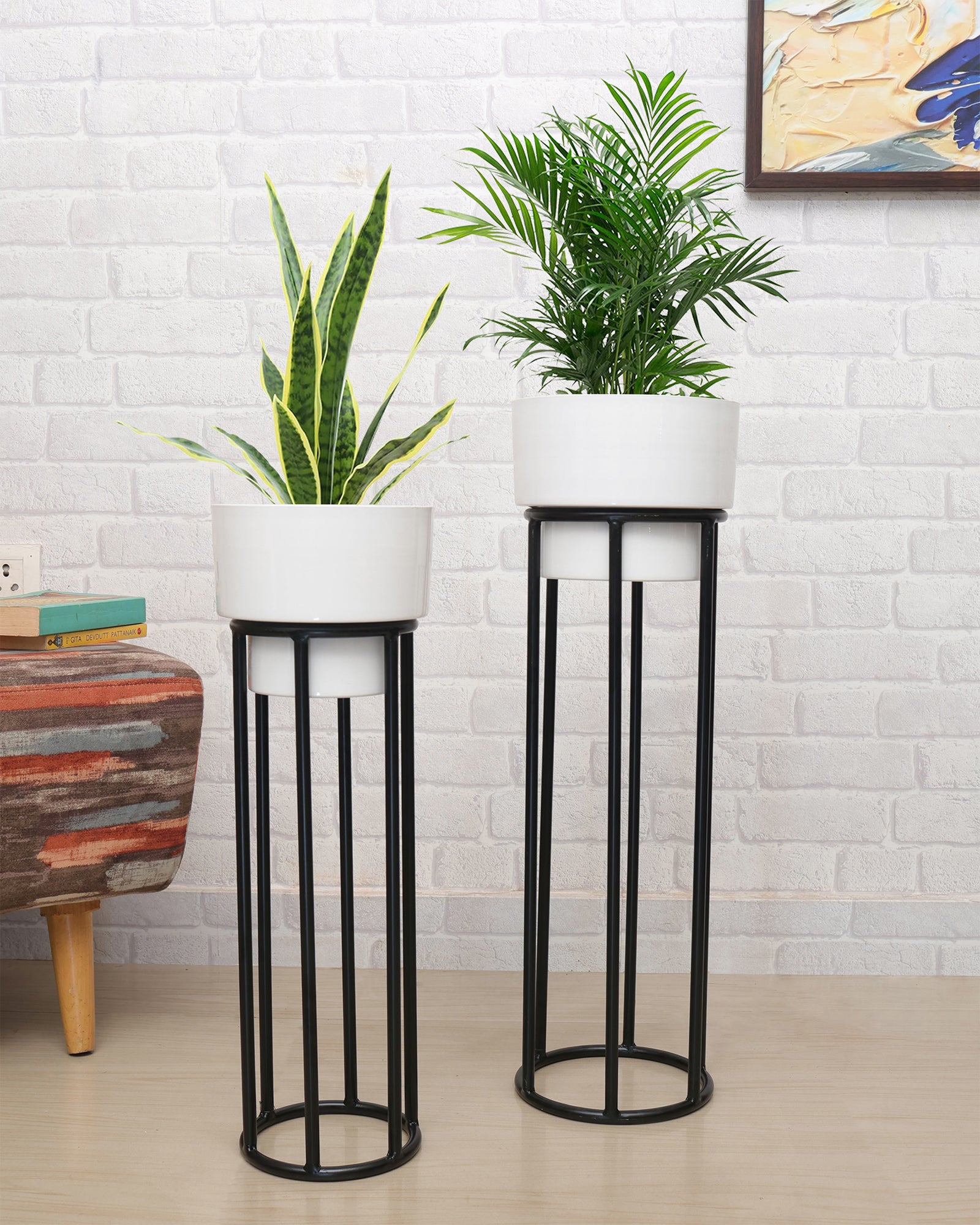 Modern Metal White Plant Pots (Set of store 2)