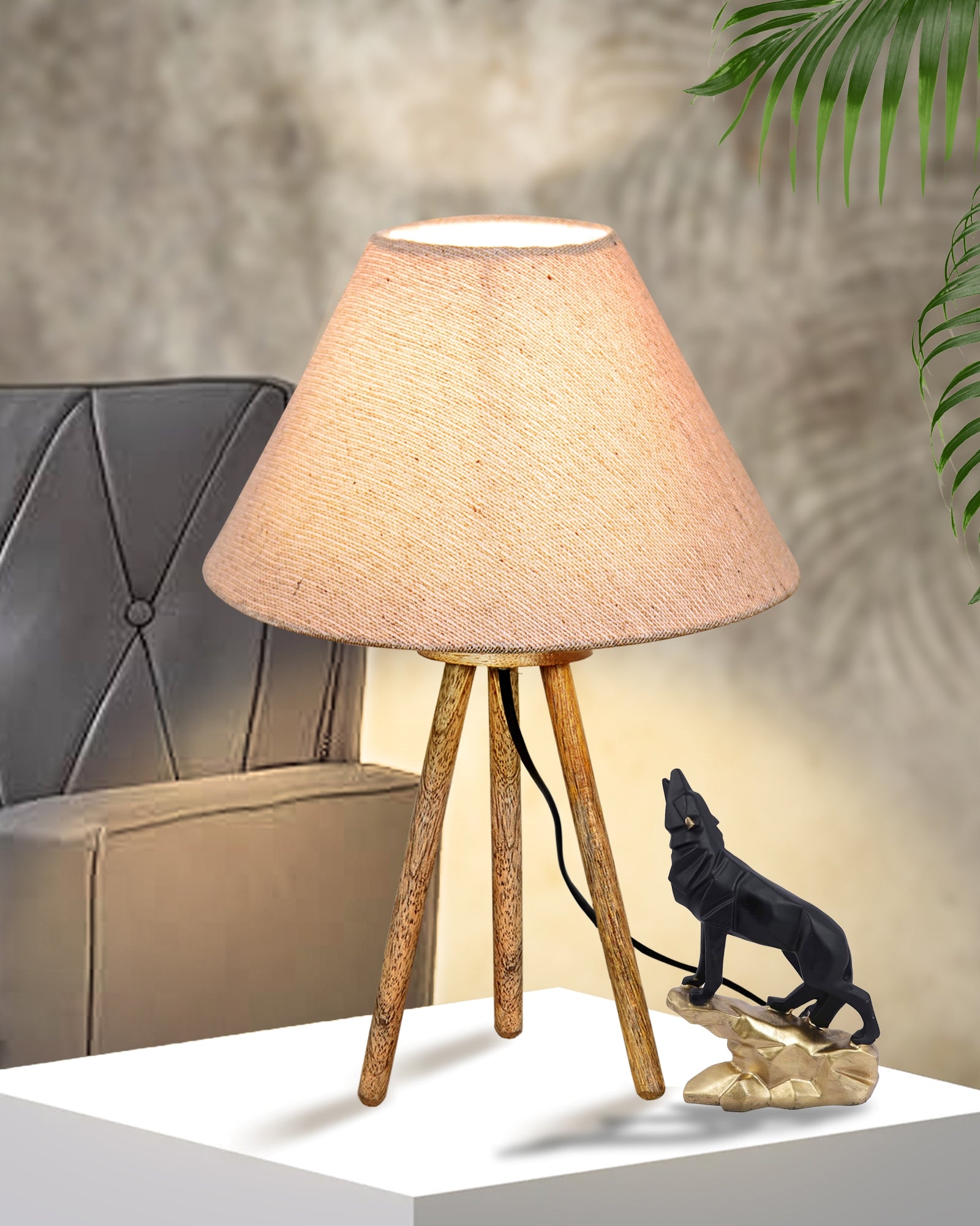 Shops oak tripod table lamp