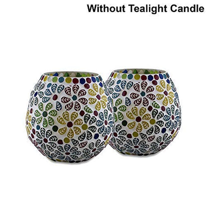 Moroccan Glass Mosaic Candle Holder, Tea Light holder Votive, Set of 2