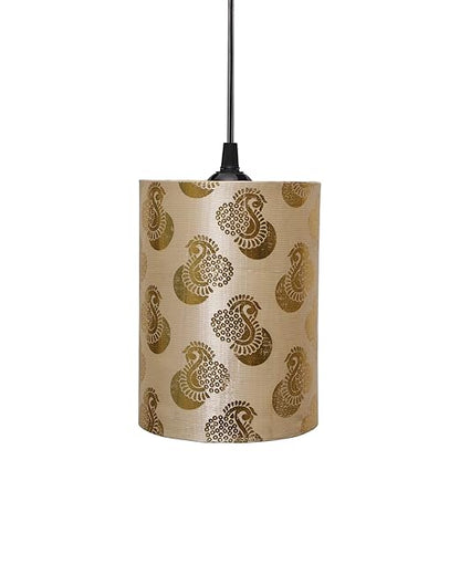 Golden Leaf Hanging Cylinder Lamp Shade, Decorative Light Lamp for Living Room, Home, Bedroom