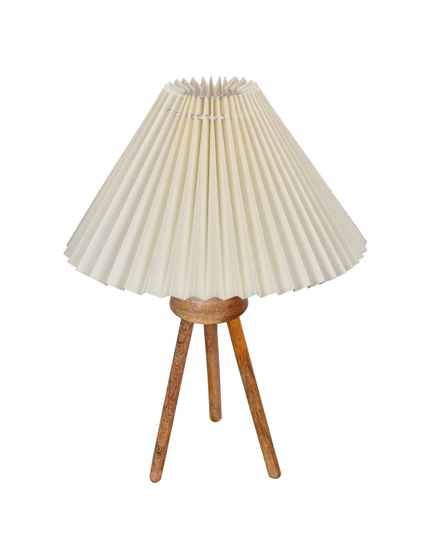 Wood Tripod Small Table Lamps, Rustic Antique Dimmable Bedside Lamp with Linen Lampshade, Nightstand Lamp for Nursery, Bedroom, Kid Room, Living Room,