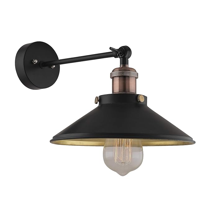Edison Cone Shade Wall Lamp, Vintage Industrial Loft, E27 Holder, Decorative, Swing Wall Light