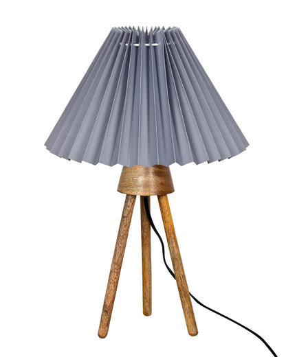 Wood Tripod Small Table Lamps, Rustic Antique Dimmable Bedside Lamp with Linen Lampshade, Nightstand Lamp for Nursery, Bedroom, Kid Room, Living Room,