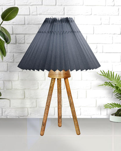 Wood Tripod Small Table Lamps, Rustic Antique Dimmable Bedside Lamp with Linen Lampshade, Nightstand Lamp for Nursery, Bedroom, Kid Room, Living Room,