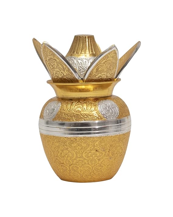 Brass Kalash Lota with Leaf with Brass Coconut for Pooja Temple, Decorative Kalash for Wedding, Brass kalasam for Gift, Pooja Items for Home, Housewarming Gift