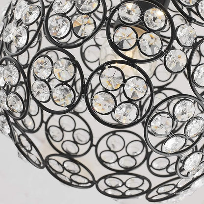 Matt Black Quad Crystal Hanging Globe Light, Ceiling Light, Nordic E27 Pendant, Large