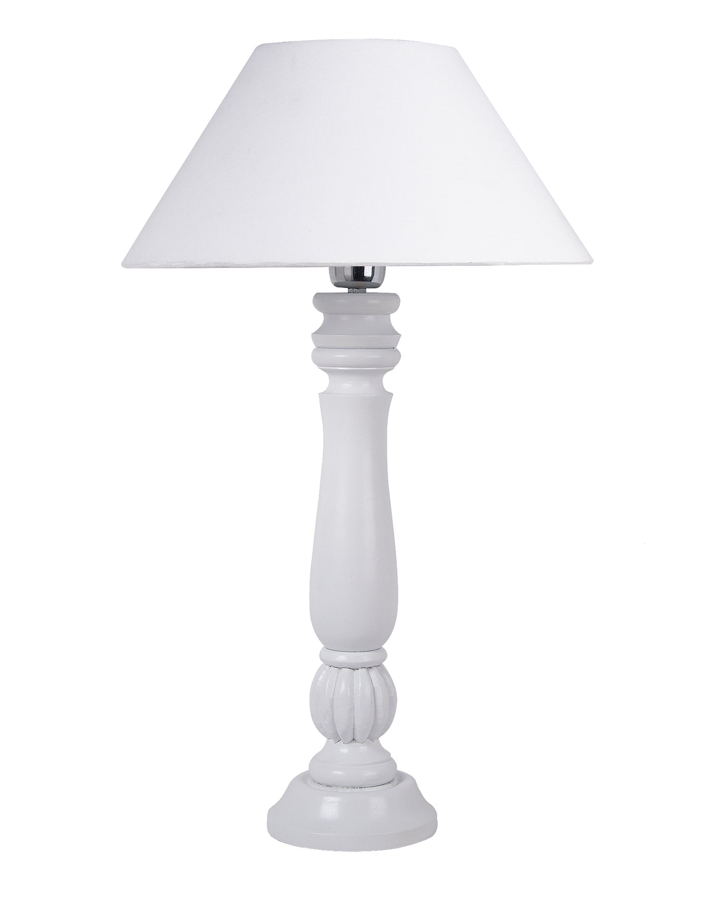 Classic Victorian White Wood Table Lamp With Shade