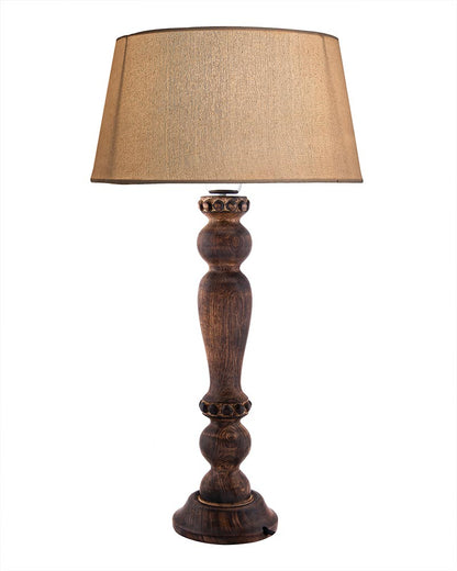 Classic Victorian Black Wood Table Lamp With Shade