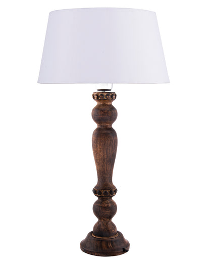 Classic Victorian Black Wood Table Lamp With Shade