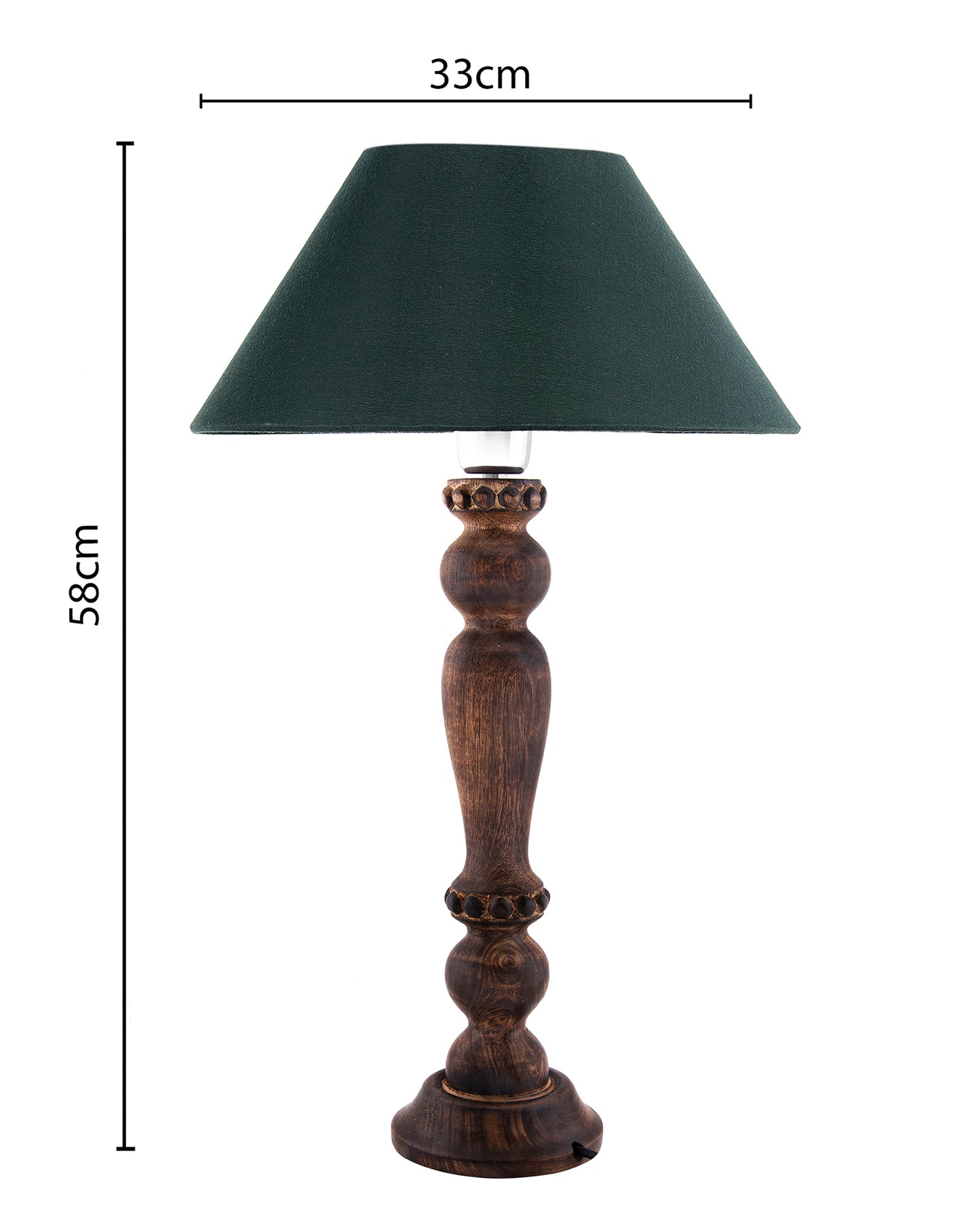 Classic Victorian Black Wood Table Lamp With Shade