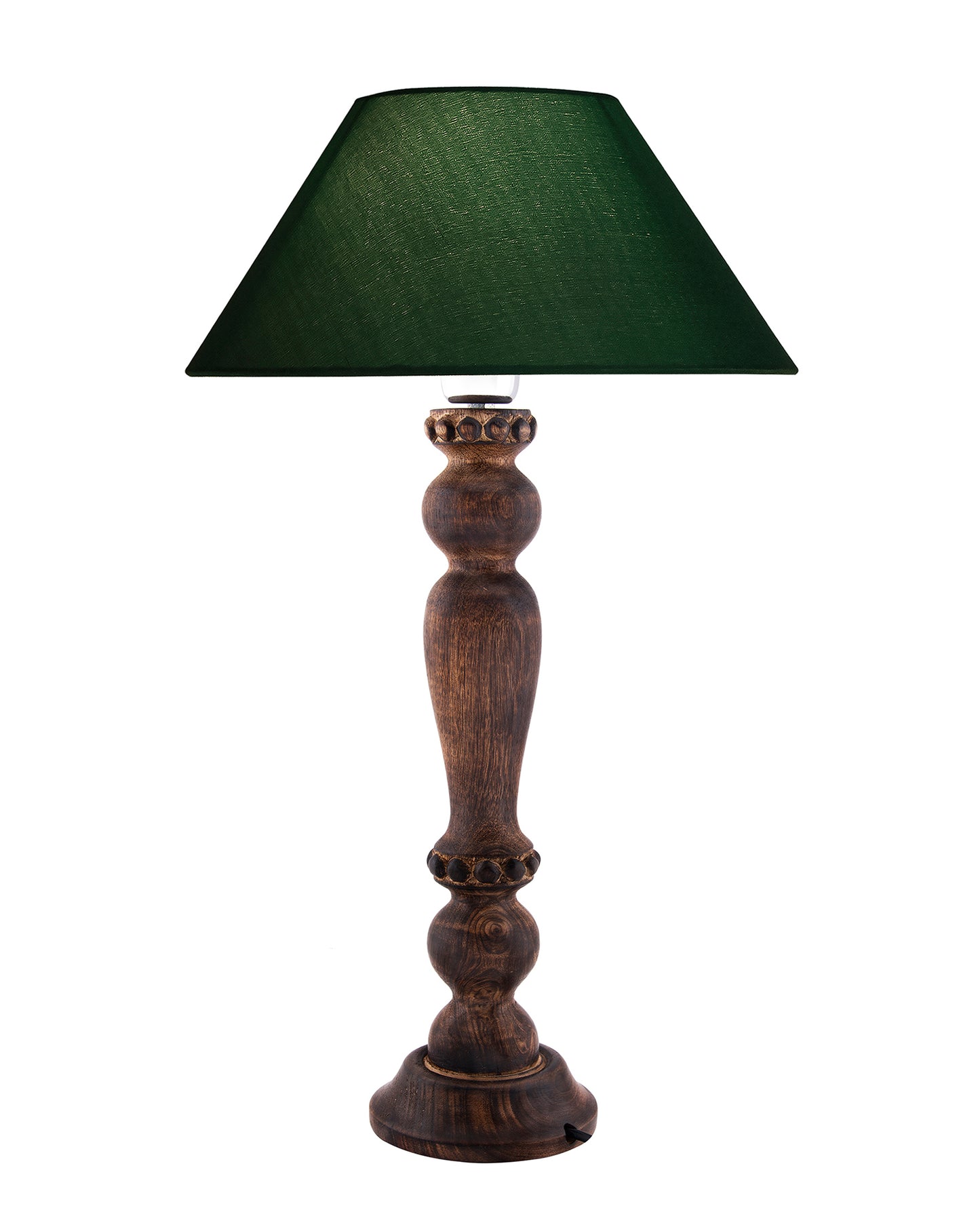 Classic Victorian Black Wood Table Lamp With Shade