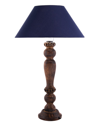 Classic Victorian Black Wood Table Lamp With Shade