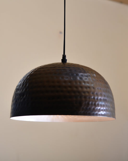 Antique copper hammered pendant, hanging lamp, 10"