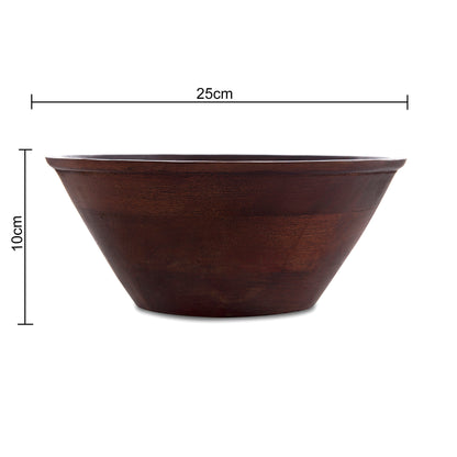 Wooden bowl flat large, Walnut finish, fruit & snack serving bowl