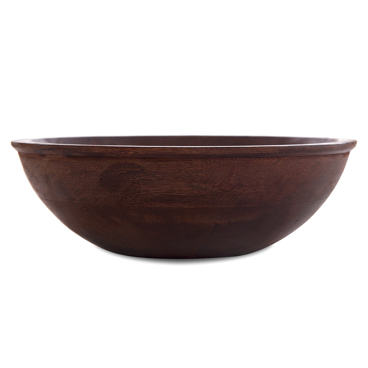 Wooden bowl flat small, Walnut finish, fruit & snack serving bowl