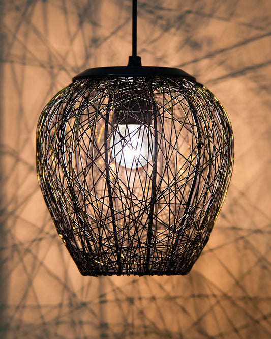 Hanging Black Steel Wire Mesh Pendant, hanging light, lamp