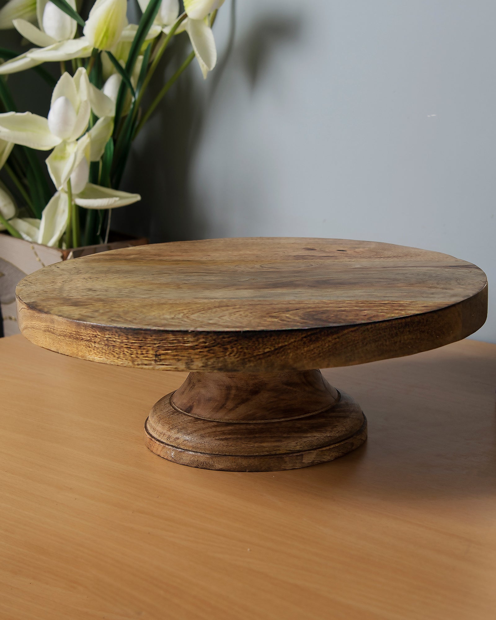 12 Inch Round Wooden Cake and Dessert Pedestal Display Stand Homesake.in