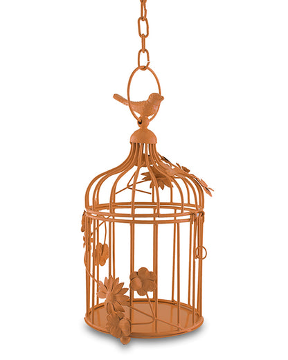 Bird Cage with Floral Vine Small Single, with hanging chain