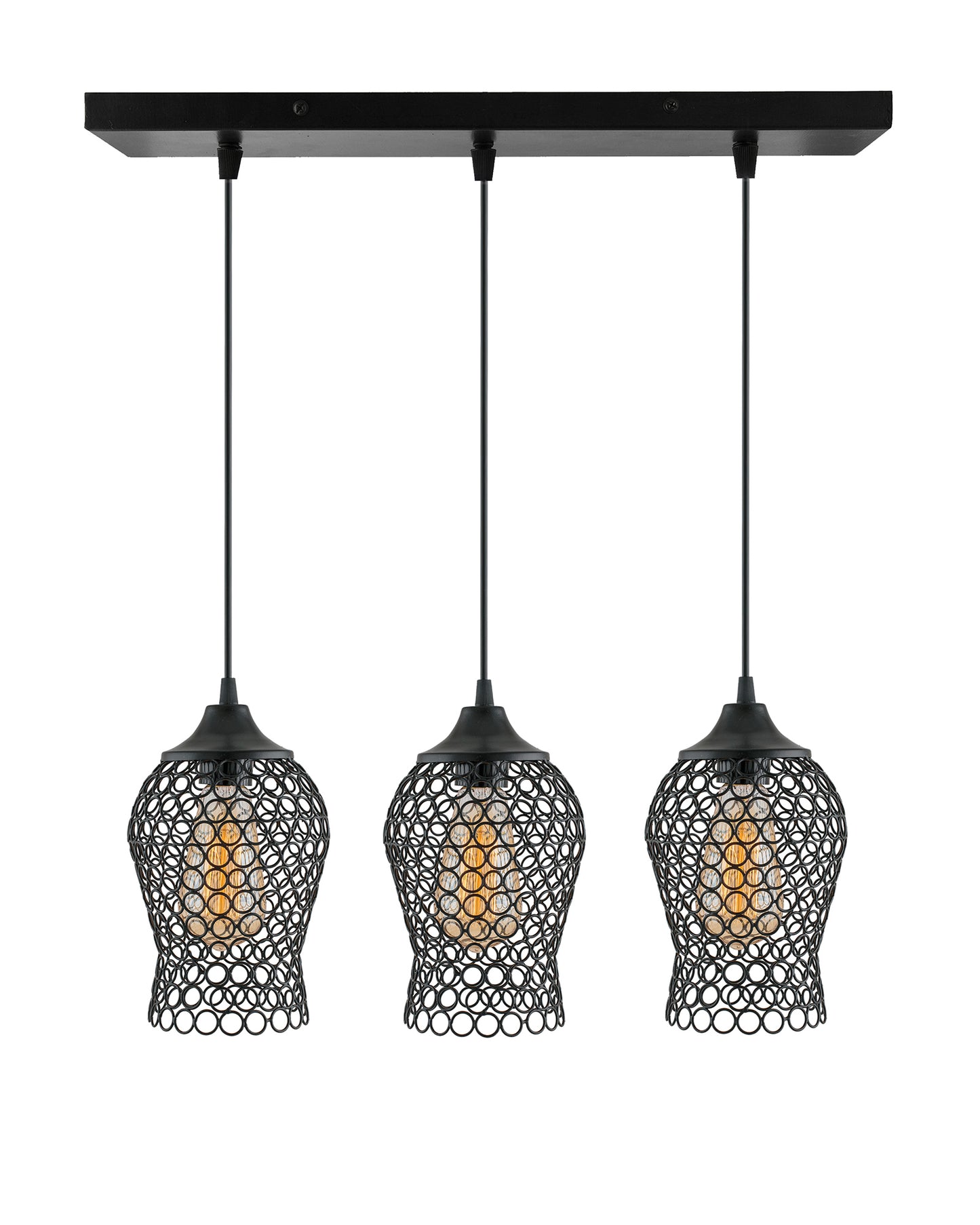 3-lights Linear Cluster Chandelier Chimney hanging Pendant Light, kitchen area and dining room light