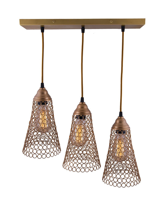 3-lights Linear Cluster Chandelier Cone hanging Pendant Light, kitchen area and dining room light