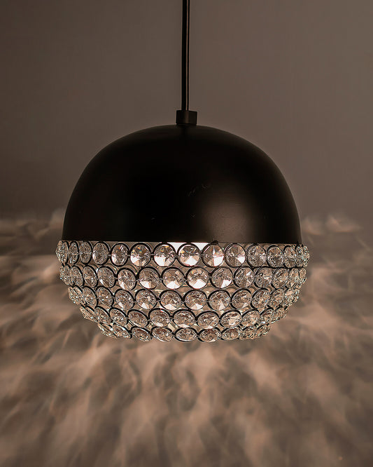 Matt black Crystal hanging globe light, ceiling light, Nordic E27 pendant