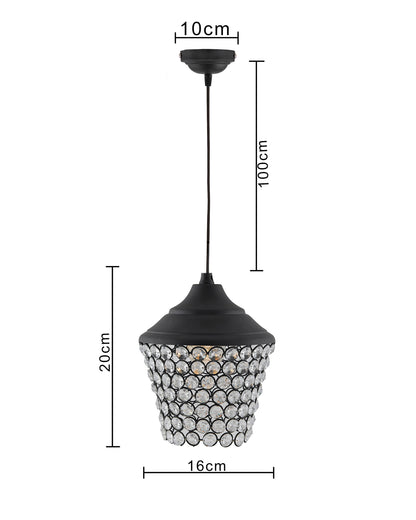 Matt black Crystal hanging lantern light, ceiling light, Nordic E27 pendant