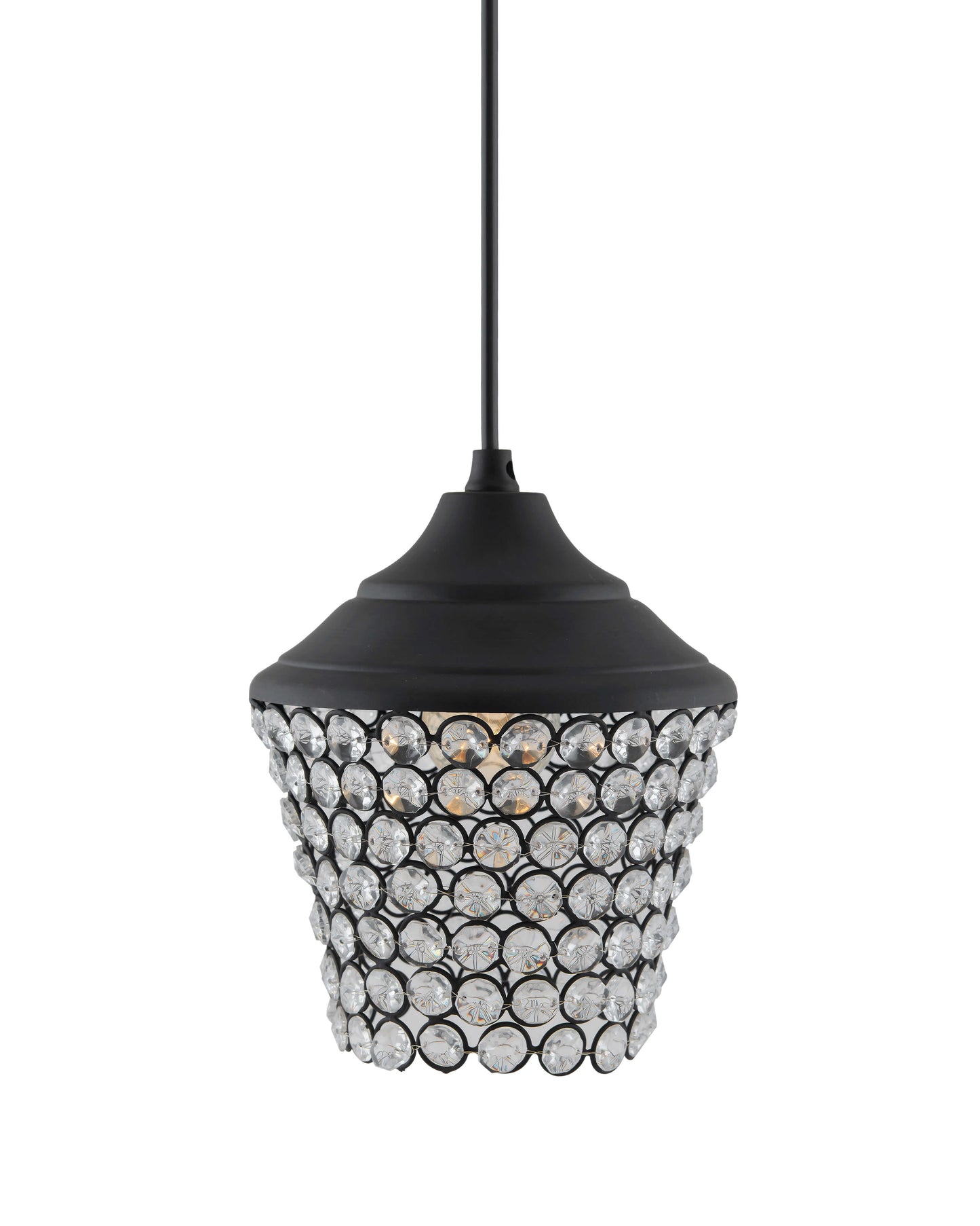 Matt black Crystal hanging lantern light, ceiling light, Nordic E27 pendant