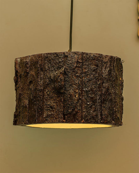 Rustic Wooden Log hanging pendant light, Industrial outdoor light, E27