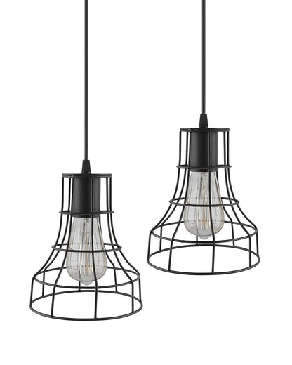 E27 Edison Vintage Black Metal Shade Hanging Light , Set of 2, Pendant Ceiling Light Lamp