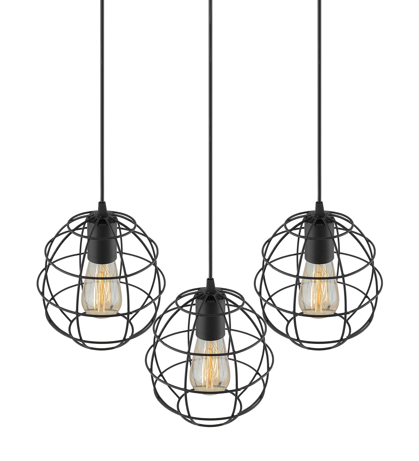 3-lights Linear Cluster Chandelier Metal hanging Pendant Light, kitchen area and dining room light