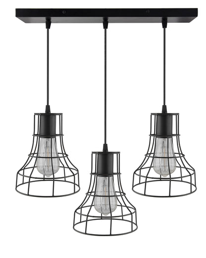 3-lights Linear Cluster Chandelier Metal hanging Pendant Light, kitchen area and dining room light