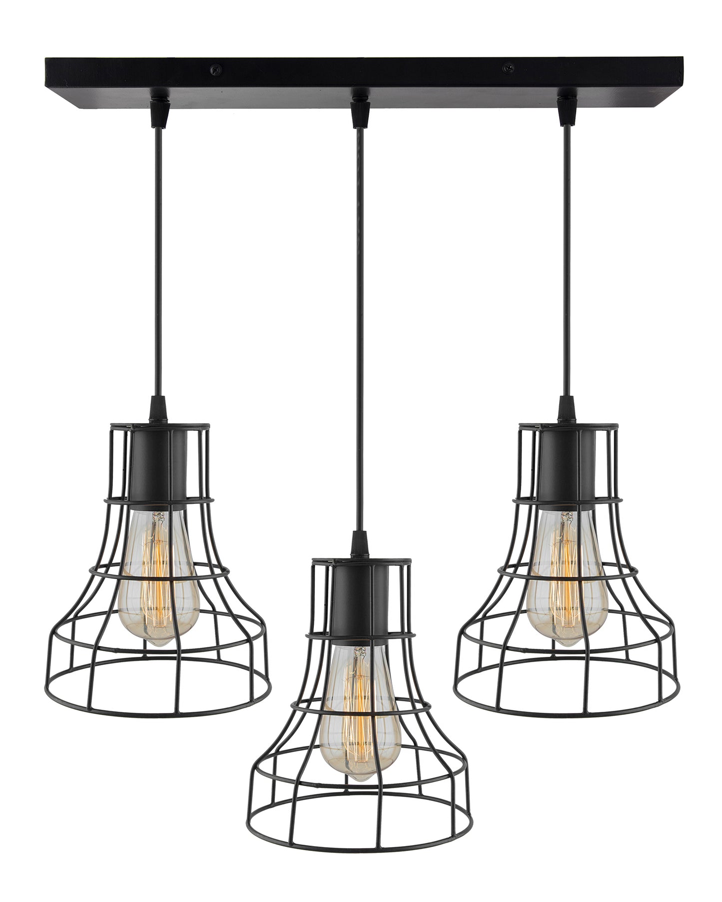 3-lights Linear Cluster Chandelier Metal hanging Pendant Light, kitchen area and dining room light