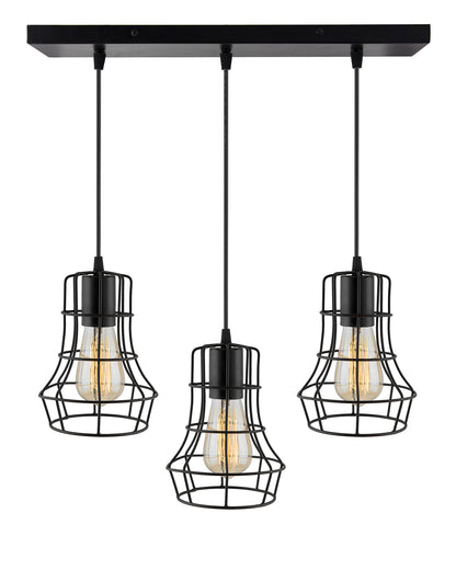 3-lights Linear Cluster Chandelier Metal hanging Pendant Light, kitchen area and dining room light