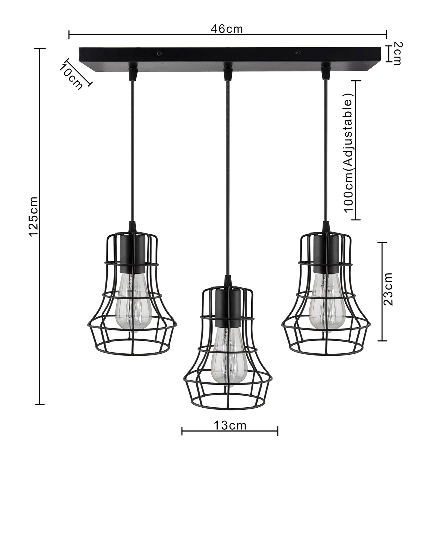 3-lights Linear Cluster Chandelier Metal hanging Pendant Light, kitchen area and dining room light