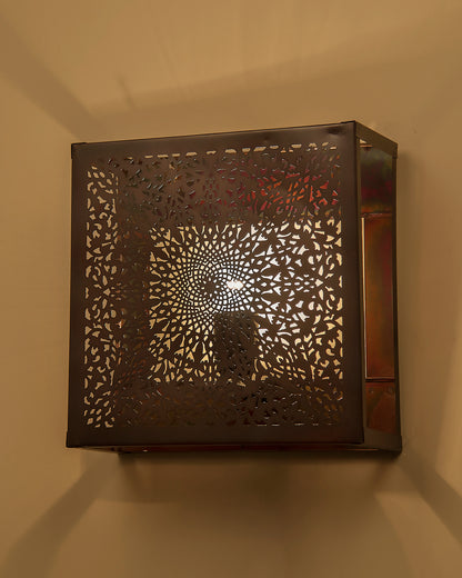 Oriental Square Wall Lamp Light Lampshade, Antique Moroccan Wall Sconce