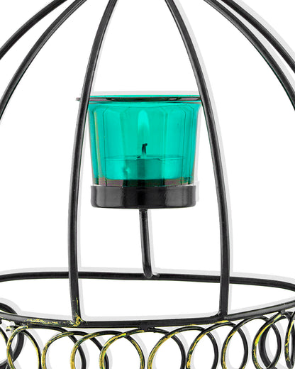 Metal Tealight Holder Bird Cage withGlass candle, Wall Candle holder Art, Metal Wall Sconce Decor