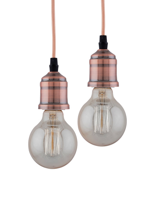 Edison Filament Metallic Antique Copper Bulb Holder, Urban, Retro, Nordic style, With Fixture, Set of 2