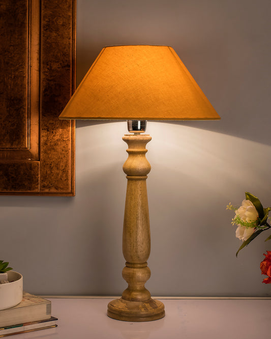 Mabel Rustic Wood Table Lamp with Shade