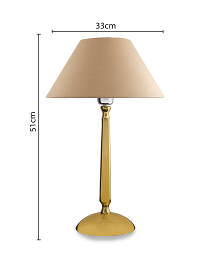 Classic Cubist Gold Brushed Lamp with Shade