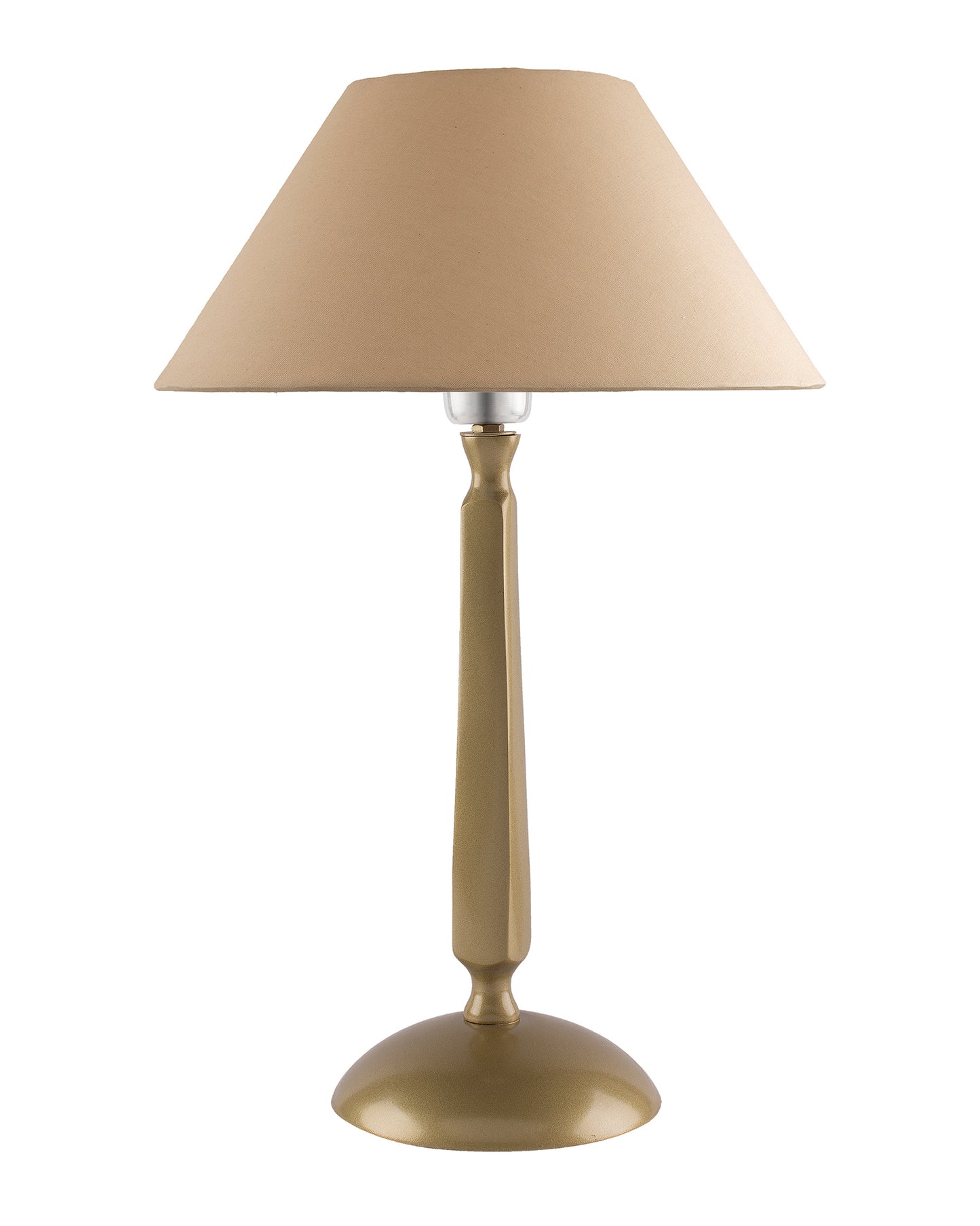 Classic Cubist Gold Brushed Lamp with Shade