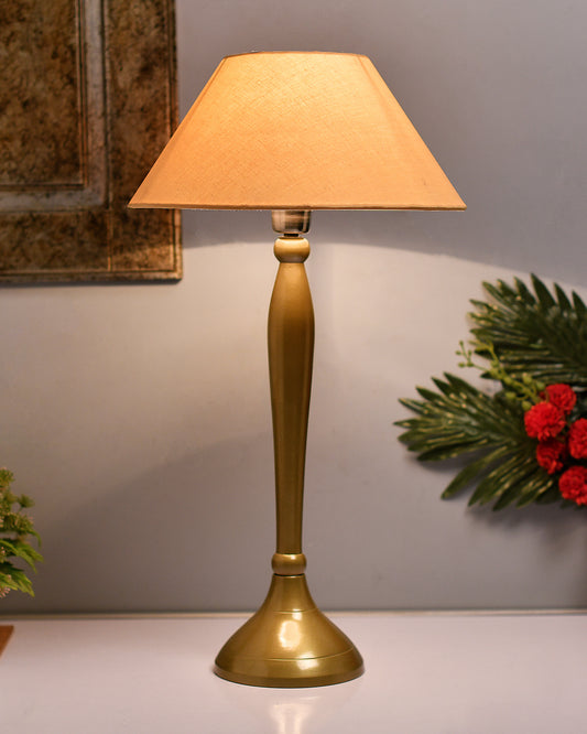 Royal Ovoid gold brushed lamp with shade