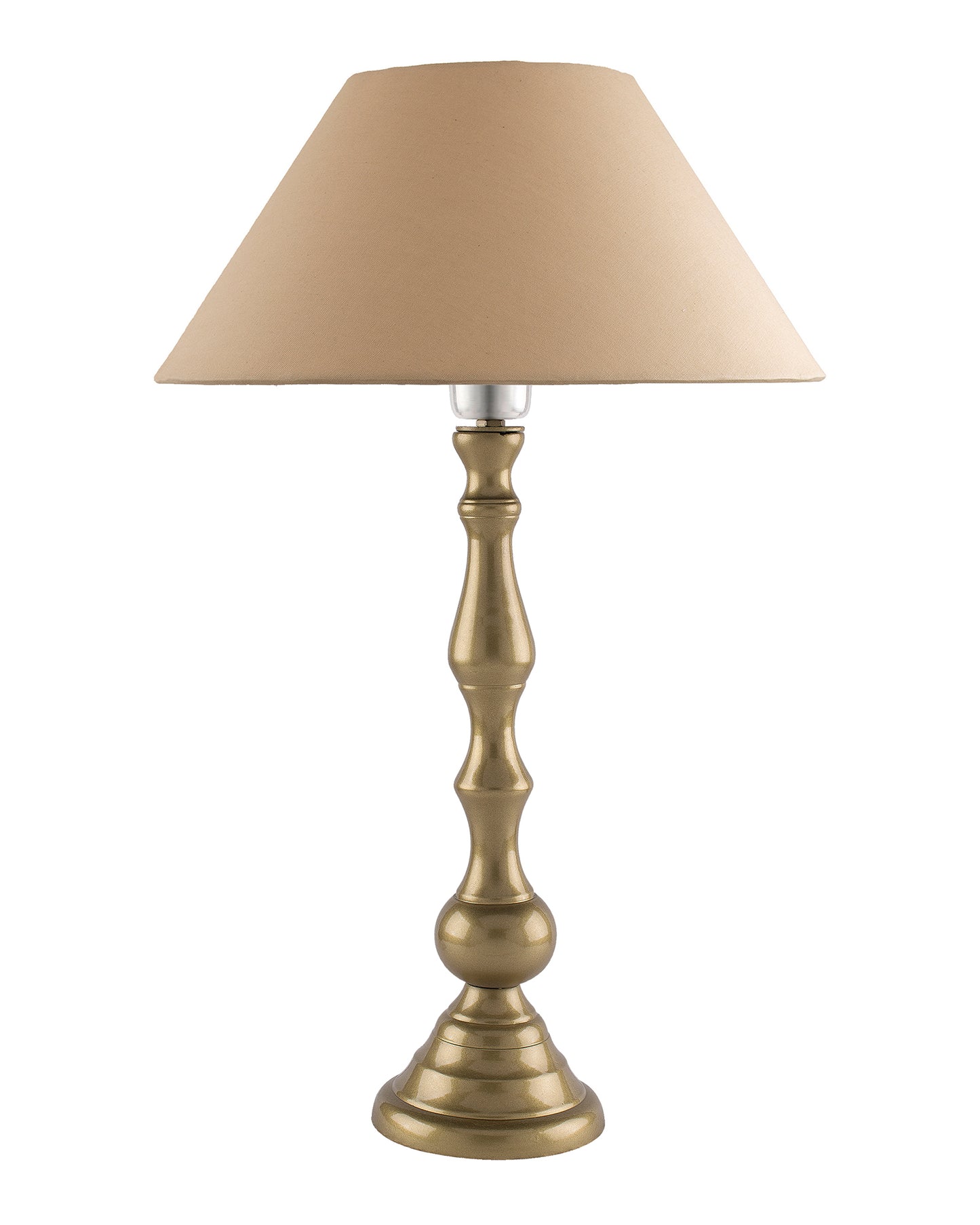 Teardrop gold brushed lamp with shade