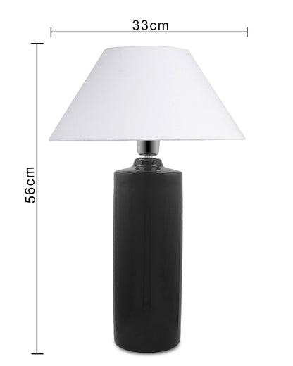 Ceramic Base Black Table Lamp with Cone Shade, LED Bulb