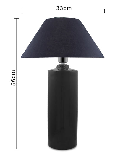 Ceramic Base Black Table Lamp with Cone Shade, LED Bulb