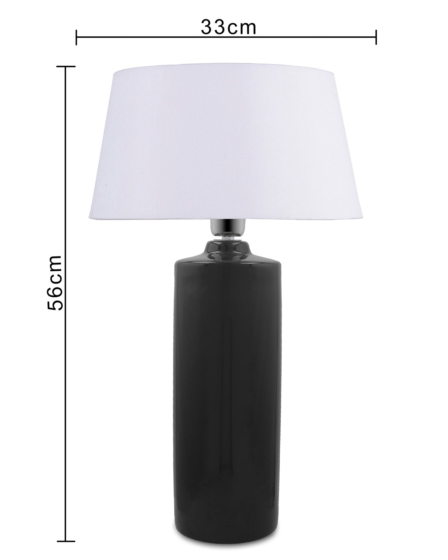 Ceramic Base Black Table Lamp with Drum Shade, LED Bulb