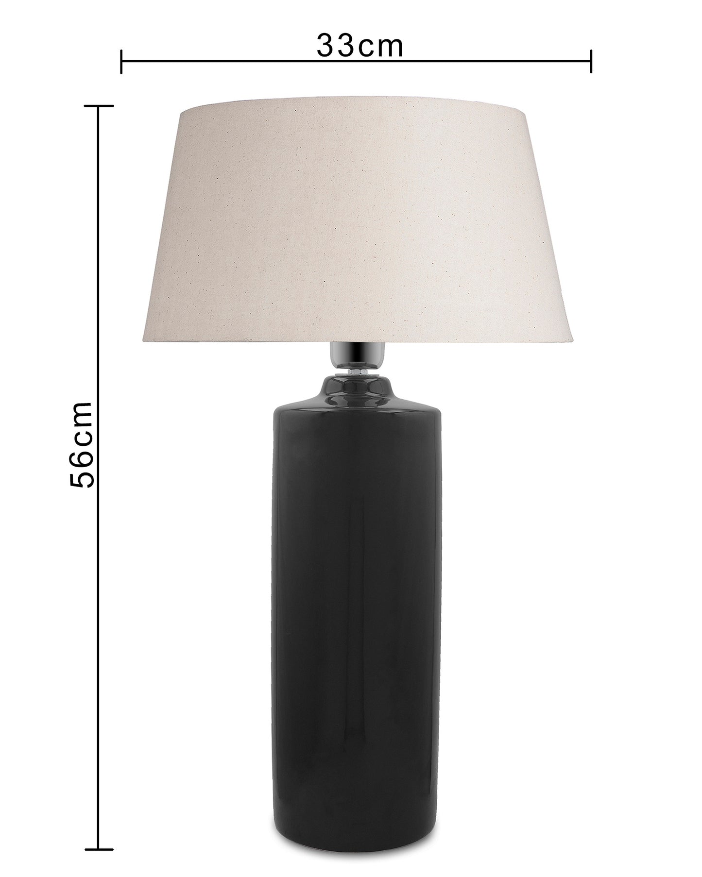 Ceramic Base Black Table Lamp with Drum Shade, LED Bulb