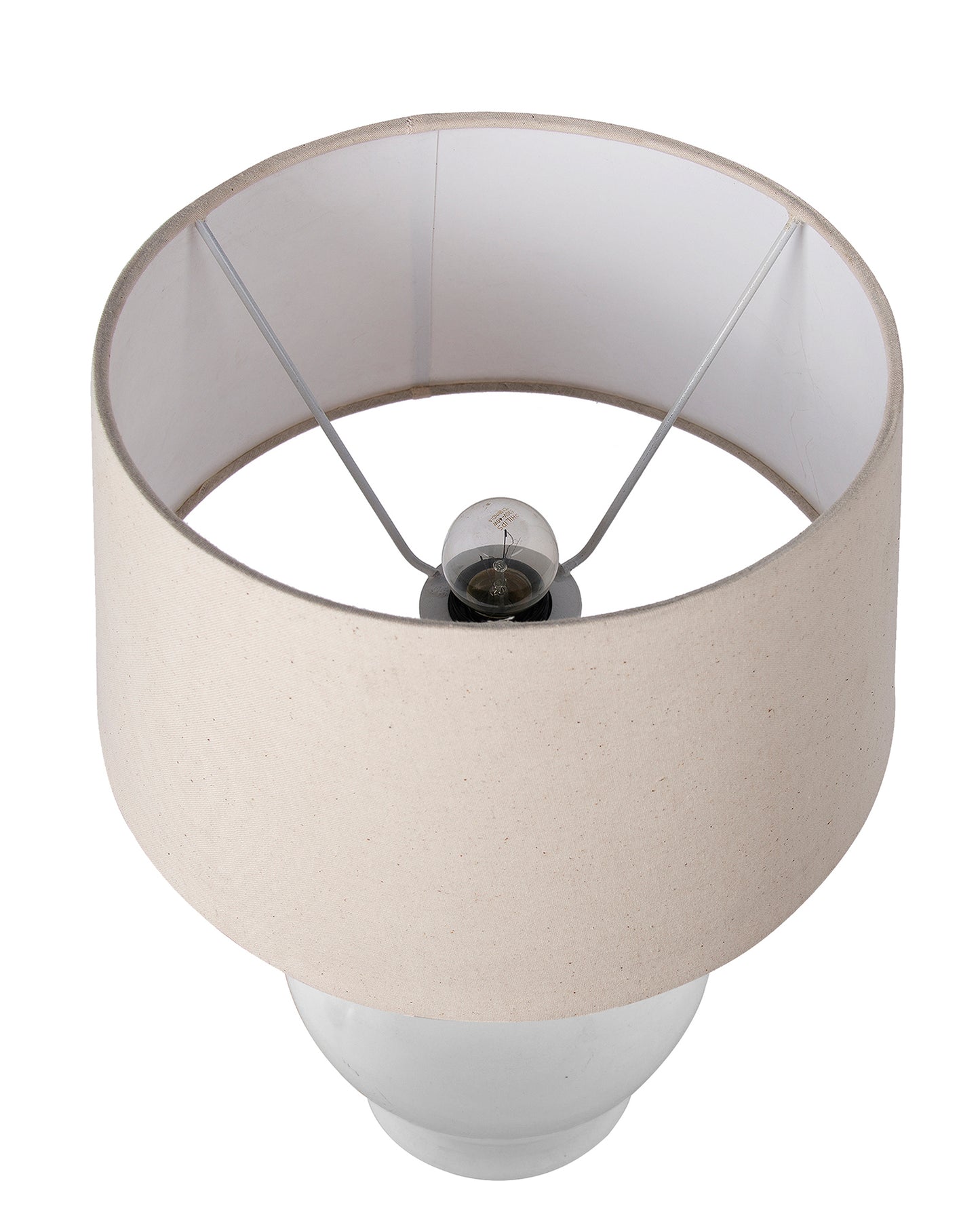 Ceramic Pot Shaped Base White Table Lamp with Drum Shade, LED Bulb