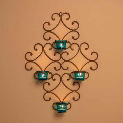 4-Votive Victorian Black Iron Wall Sconce Candle Holder,Candle Wall art