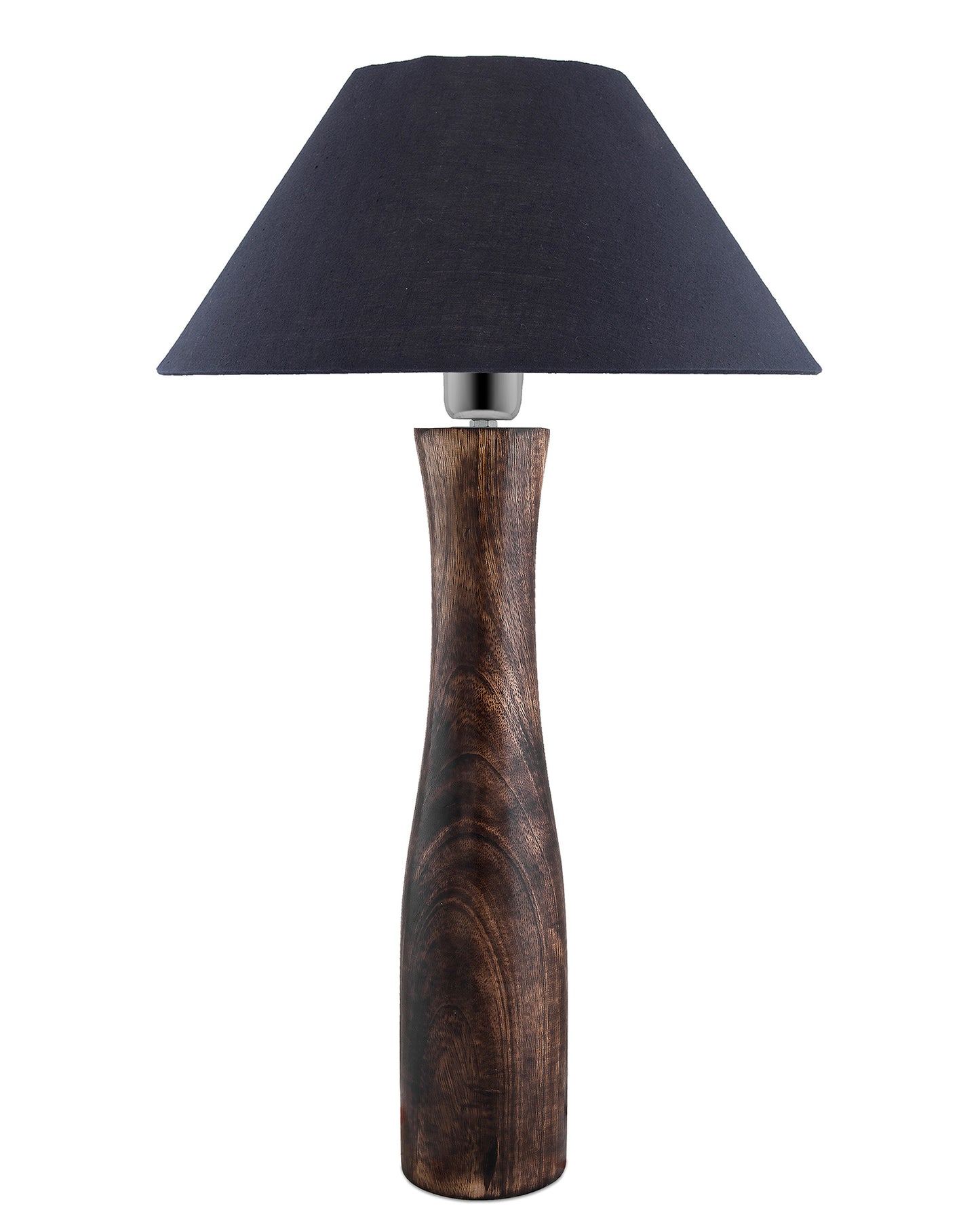 Antique Solid Timber Turned table lamp with Cone Shade