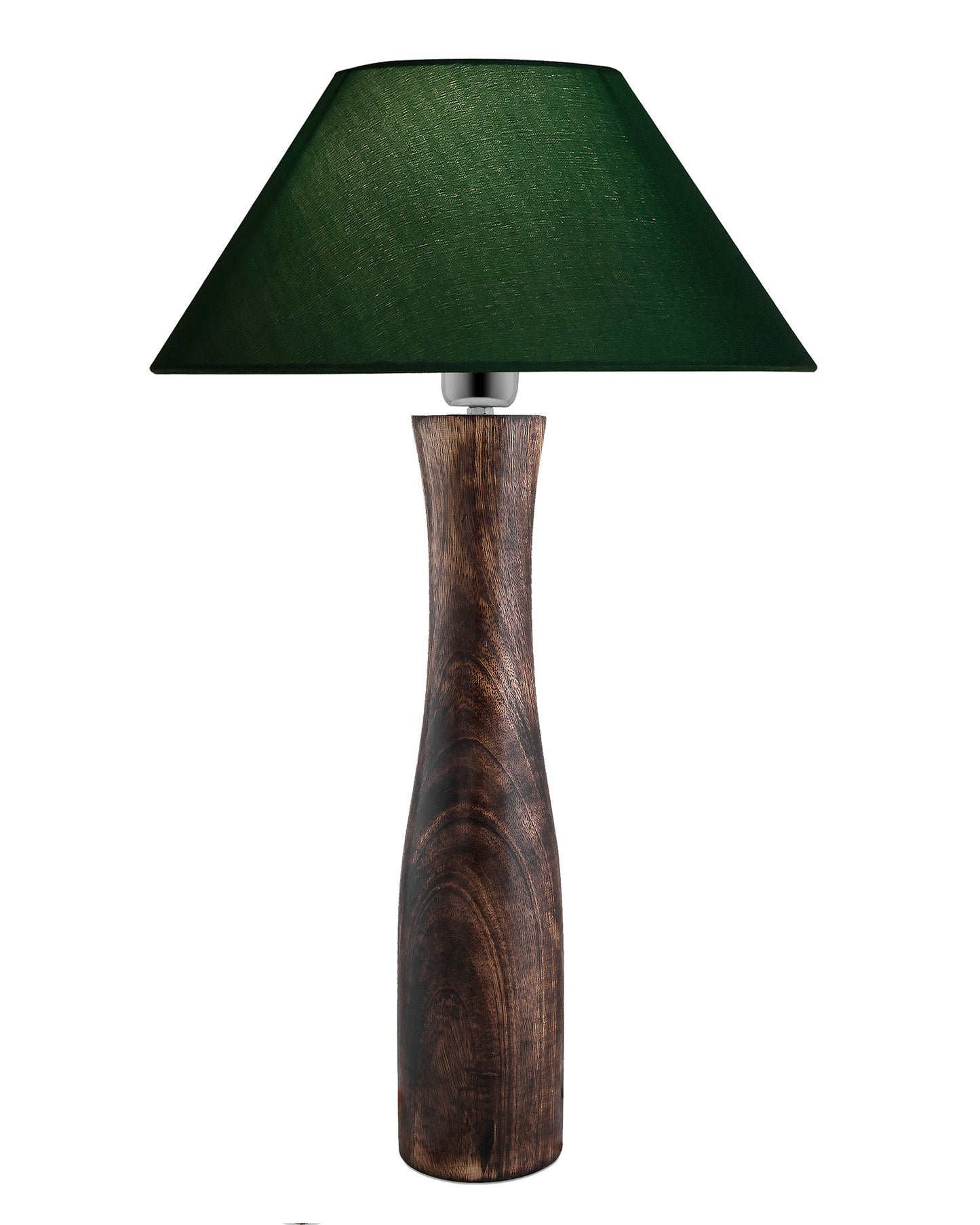 Antique Solid Timber Turned table lamp with Cone Shade